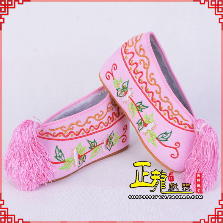 温江花旦鞋女绣花彩鞋 舒适款草花内高彩鞋