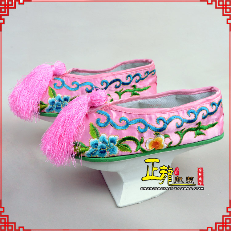 温江京越剧戏鞋花盆底清朝皇后贵妃宫女花盆底 旗鞋