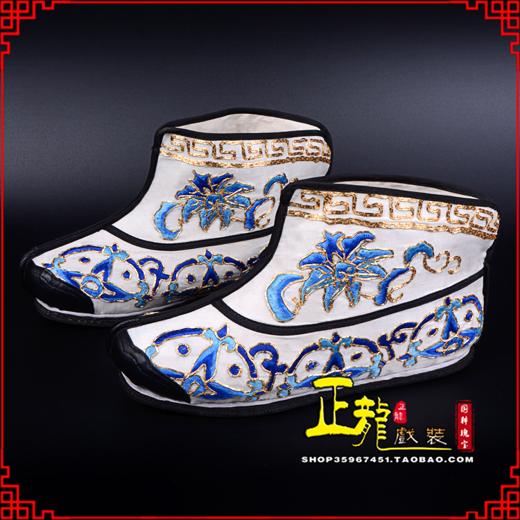 温江三岔口武生薄底 手绣绣花快靴